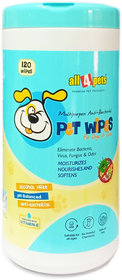 All4pets Multipurpose Anti-Bacterial Pet Wipes For Dogs  Cats(120 Wipes)