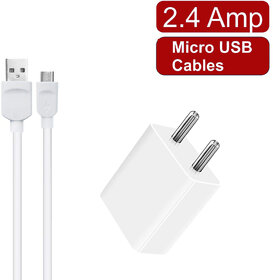 Digimate 5V/2.4 Amp Singal USB Port Fast Wall Charger With 1 Micro USB Cable (White)