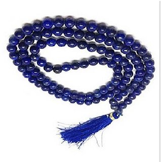                       JAIPUR GEMSTONE-Natural Blue Quartz Mala 108+1 Beads Japa Rosary Spiritual Mala (Buy 2 Get 1)                                              