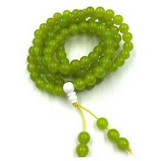                       JAIPUR GEMSTONE-Quartz Mala Natural Green Quartz Japa Mala with 108 Prayer Beads for Unisex (Buy 2 Get 1)                                              