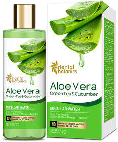 Oriental Botanics Aloe Vera, Green Tea  Cucumber Micellar Water - No Alcohol, Silicone, Sulphate - 150ml