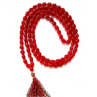                      Kundli Gems-red Quartz 108 1 Beads Jaap Mala For Pooja And Astrology Certif                                              