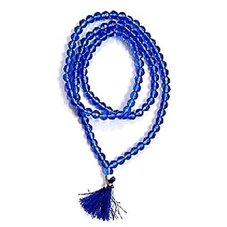                       JAIPUR GEMSTONE-Natural Crystal Blue Quartz Mala 108+1 Beads Japa Rosary Spiritual Mala (Buy 2 Get 1)                                              