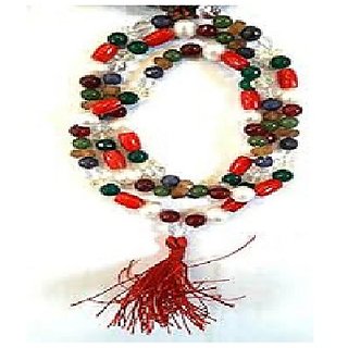                      JAIPUR GEMSTONE-Natural Malticolor Quartz Mala 108+1 Beads Japa Rosary Spiritual Mala for Unisex (Buy 2 Get 1)                                              