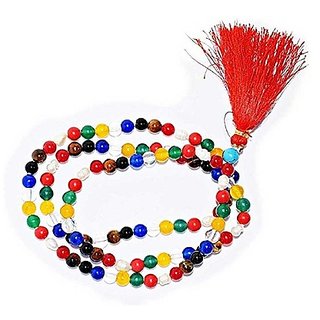                      JAIPUR GEMSTONE-Quartz mala Natural Malticolor Quartz Japa Mala with 108 Prayer Beads (Buy 2 Get 1)                                              