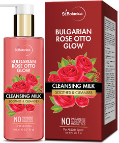 StBotanica Bulgarian Rose Otto Glow Cleansing Milk  Soothes  Cleanses  No Paraben  SLS - 150ml