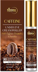 StBotanica Caffeine 1 Under Eye Cream Roller, 15ml - With Ceramides And Peptides - No Parabens, Silicones, Mineral Oils
