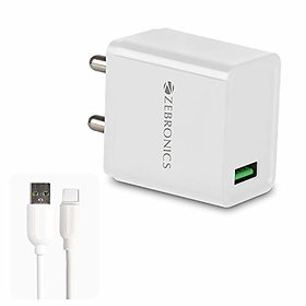 ZEBRONICS Zeb-MA5311Q 18W Rapid Charge USB Charger Adapter with 1 Metre Type C Cable(White)