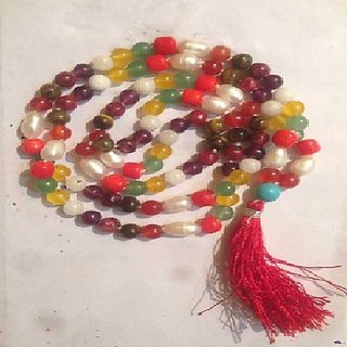 CEYLONMINE-Malticolor Quartz Gemstone Beads Mala for Men and Women CEYLONMINE-Malticolor Quartz Gemstone Beads Mala for Men and Women