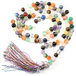                       CEYLONMINE-Malticolor Quartz mala Natural Quartz Japa Mala with 108 Prayer Beads                                              