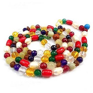                       CEYLONMINE-Malticolor Quartz Gemstone 108+1 Beads Mala for Wealth, Prosperity, Mental Piece for Unisex                                              