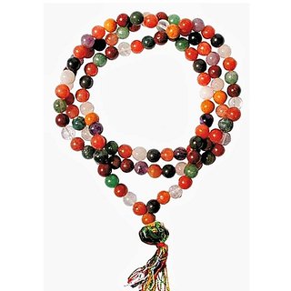                       CEYLONMINE-Malticolor Quartz Japa Mala Gemstone 108+1 Beads Mala for Wealth, Prosperity, Mental, Piece                                              