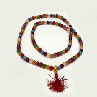                       CEYLONMINE-Malticolor Quartz Mala Crystal Stone Mala 108 Bead Jaap Mala for Men and Women                                              