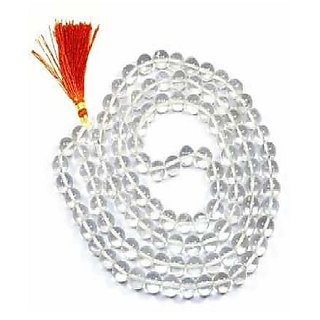                       CEYLONMINE-Crystal White Quartz Prayer Japa Mala 108 + 1 Prayer A+ Beads Meditation                                              