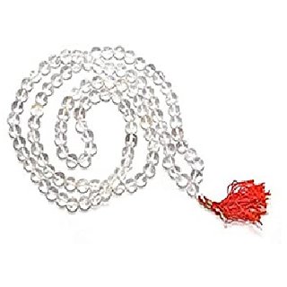                       CEYLONMINE-Clear White Quartz 108+1 Beads Jaap Mala for Pooja and Astrology Certified                                              