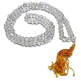                       CEYLONMINE-Clear White Quartz 108+1 Beads Jaap Mala for Pooja and Astrology Certified                                              