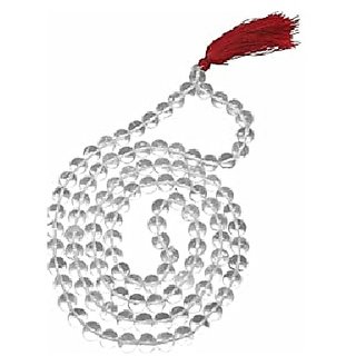 CEYLONMINE-Clear White Quartz Gemstone Beads Mala for Men and Women CEYLONMINE-Clear White Quartz Gemstone Beads Mala for Men and Women