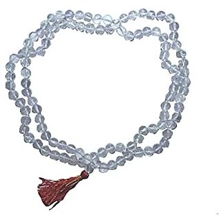 CEYLONMINE-Clear White Quartz Japa Mala Gemstone 108+1Beads Mala for Wealth, Prosperity, Mental Piece for Man & Women CEYLONMINE-Clear White Quartz Japa Mala Gemstone 108+1Beads Mala for Wealth, Prosperity, Mental Piece for Man & Women