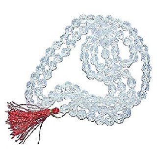                       CEYLONMINE-Natural Crystal Clear White Quartz Mala 108+1 Beads Japa Rosary Spiritual Mala                                              