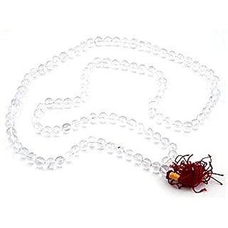                       CEYLONMINE-Natural Clear Clear White Quartz Mala Crystal Stone Faceted Cut 108 Beads Jap Mala                                              