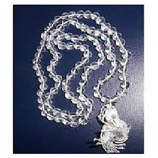                       CEYLONMINE-Clear White Quartz Japa Mala Gemstone Positive Effect for Unisex                                              