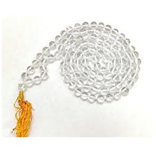                       CEYLONMINE- White Quartz Jap Mala 108 Beads for Meditation and Pooja                                              