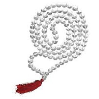                       CEYLONMINE-White Quartz 108+1 Beads Jaap Mala for Pooja and Astrology Certified                                              