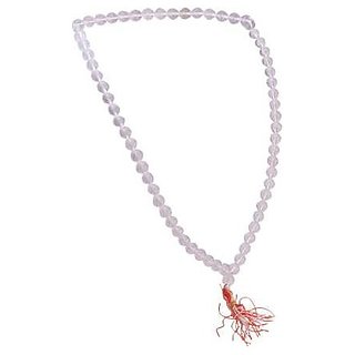                       CEYLONMINE-Natural Clear Clear White Quartz Mala Crystal Stone Faceted Cut 108 Beads Jap Mala                                              