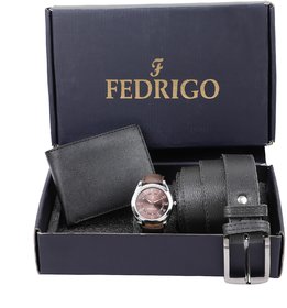 Fedrigo men wallet and belt and watches combo for gift