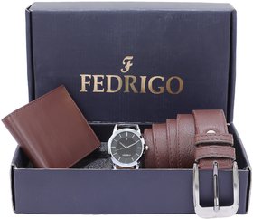 Fedrigo men wallet and belt  and watches combo for gift