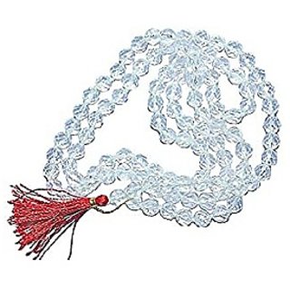                       CEYLONMINE-Natural Crystal Clear White Quartz Mala 108+1 Beads Japa Rosary Spiritual Mala (Buy 2 Get 1)                                              