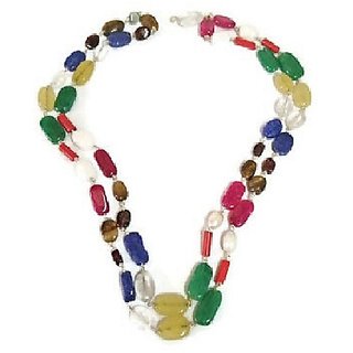                      CEYLONMINE-Malticolor Quartz Japa Mala Gemstone Positive Effect Mala (Buy 2 Get 1)                                              