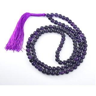                       JAIPUR GEMSTONE-Voilet Quartz Mala Natural Stone Bead Mala for Men aand Women                                              