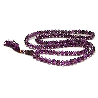                       CEYLONMINE-Natural Crystal Voilet Quartz Mala 108+1 Beads Japa Rosary Spiritual Mala (Buy 2 Get 1)                                              