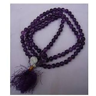                       JAIPUR GEMSTONE-Voilet Quartz 108+1 Beads Jaap Mala for Pooja and Astrology Certified                                              