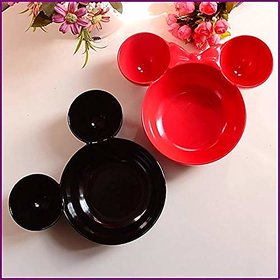 SAMYAKA PACK OF 2 MICKEY SHAPED KIDS/SNACK SERVING PLATE