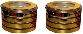 Golden Design Serving 2 AIR -Tight Bowls for Snacks/Dry Fruit / Set of 2 (Golden Color)