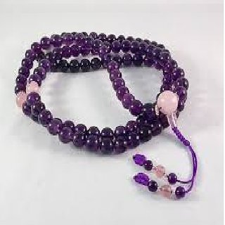                       CEYLONMINE-Voilet Quartz Jap Mala 108 Beads for Meditation and Pooja                                              