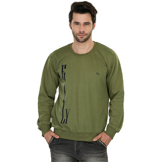 Leebonee Men's Solid Round Neck Sweatshirt with Pockets