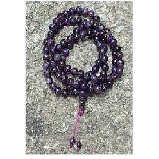                       CEYLONMINE-Voilet Quartz Mala Crystal Stone Mala 108 Bead Jaap Mala for Unisex                                              