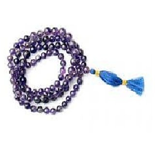                       CEYLONMINE-Natural Purple White Quartz Mala 108+1 Beads Japa Rosary Spiritual Mala                                              