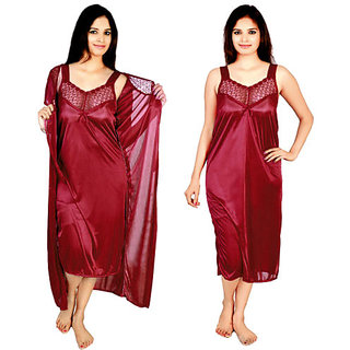                       2 pc satin nighty for women                                              