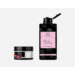                       Veron Blush Berry Babe -- Blush Berries Facewash (120 ml) + Berries Fusion Face and Body Scrub (150 g) -- UNISEX -- SLS                                              