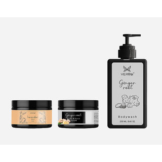                      Veron Skin Soothing Box - Lavender Gel (150 g) + Ginger root Face and Body Scrub (150 g) + Ginger root Body wash (250 ml                                              