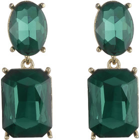 Drop Recto Crystal Stud Earrings for Girls Alloy Material Made in India Earrings for Women's Fashion Jewellery for Party