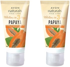 Avon Naturals Papaya Whitening Powdery Cream 50 g Each (Set of 2)