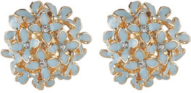 American Diamond Silver Stud Enamel Daisy Flower Earrings for Girls Alloy Material Earrings for Womens Fashion Jewellery