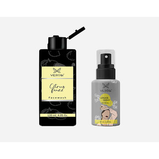                       Veron Anti- Pollution Combo - Citrus Fuzz Facewash (120 ml) + Urban Shield Serum (40 ml) - UNISEX - SLS  Paraben free                                              