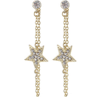 Star Dangling Dangler Earrings for Girls Brass Material Made in India Earrings for Women's Fashion Jewellery for Party