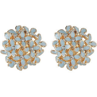                       American Diamond Silver Stud Enamel Daisy Flower Earrings for Girls Alloy Material Earrings for Womens Fashion Jewellery                                              